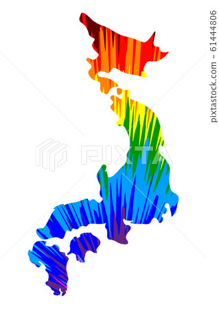 Japan - map is designed rainbow abstract colorful Japan - map is designed rainbow abstract colorful 61444806