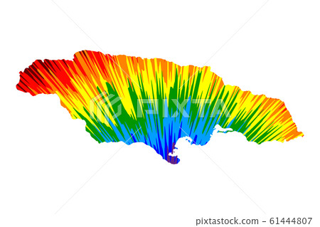 Jamaica - map is designed rainbow abstract Jamaica - map is designed rainbow abstract 61444807