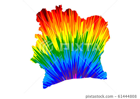 Ivory Coast - map is designed rainbow abstract 61444808