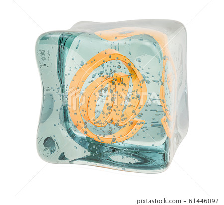 E-mail sign frozen in ice cube, 3D rendering E-mail sign frozen in ice cube, 3D rendering 61446092