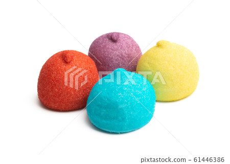 chewing marshmallows isolated 61446386