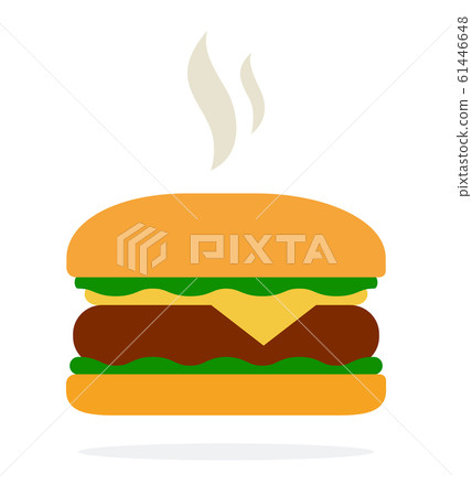 Hot hamburger with cheese and salad Hot hamburger with cheese and salad 61446648