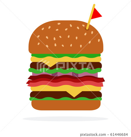 Double burger with beef and bacon 61446684