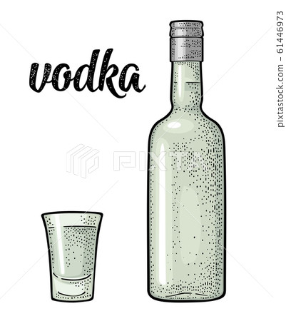 Glass and bottle. Calligraphic handwriting 61446973