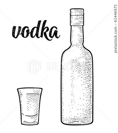 Glass and bottle. Calligraphic handwriting 61446975