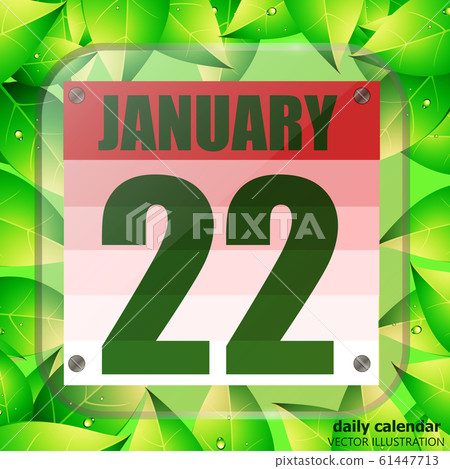 January 22 icon. For planning important day with green leaves. Twenty second of January icon. Vector. January 22 icon. For planning important day with green leaves. Twenty second of January icon. Vector. 61447713