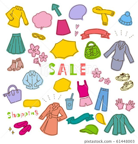 Hand-painted illustration of cute fashion material Hand-painted illustration of cute fashion material 61448003