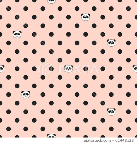 Polka dot pattern with cute panda bear.  61448128
