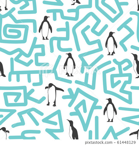 Abstract geometric pattern with penguins. Vector labyrinth maze.	 61448129