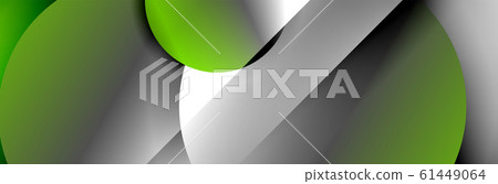 Dynamic trendy geometrical abstract background. Circles, round shapes 3d shadow effects and fluid gradients. Modern overlapping round forms 61449064