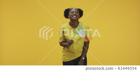 Woman waving Italian flag Woman waving Italian flag 61449354