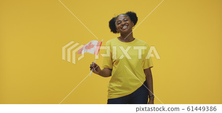 Woman waving Canadian flag Woman waving Canadian flag 61449386