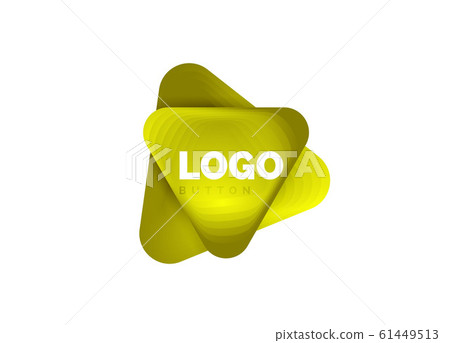 Play, arrow or download button icon, minimal design business logo template. 3d geometric bold in relief style with color blend steps effect. Vector Illustration For Wallpaper, Banner, Background, Card 61449513