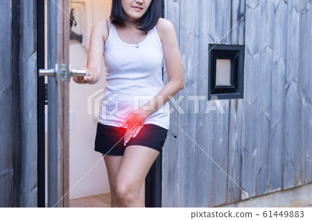 Incontinence problem,Hands young asian woman holding her crotch,Female need to pee 61449883