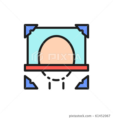 Person face scanning, biometric identification flat color line icon. 61452067