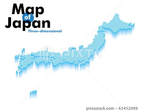 Illustration of a three-dimensional map of Japan with dots and gradients | Blue / business graphic material 61452099