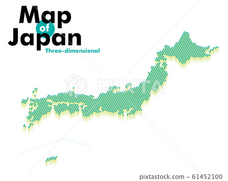 Illustration of a three-dimensional map of Japan with dots and gradients | Green / Business graphic materials Illustration of a three-dimensional map of Japan with dots and gradients | Green / Business graphic materials 61452100