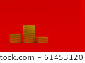 3d rendering illustration of coin on red background 61453120