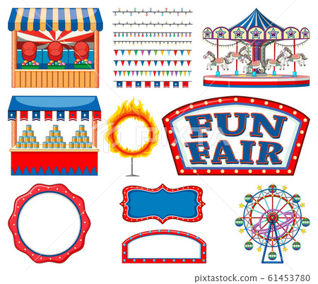 Set of circus items on white background 61453780