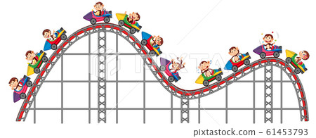 Happy monkeys riding on roller coaster Happy monkeys riding on roller coaster 61453793