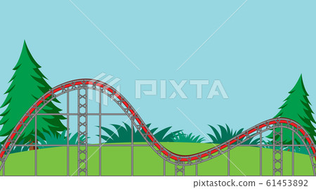 Background scene with emptry roller coaster track Background scene with emptry roller coaster track 61453892