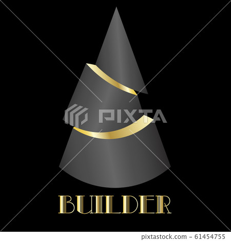art abstract 3d logo in the form of a black cut cone with golden light 61454755