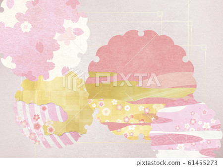 Cherry blossoms-snow ring-pink-spring-Japanese material-cherry blossom blizzard-flower blizzard 61455273