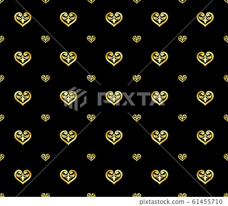 Seamless Ornament Style Luxury Gold Heart Shaped Seamless Ornament Style Luxury Gold Heart Shaped 61455710