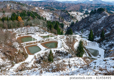 [Nagaoka, Niigata Prefecture] Yamakoshi's rice terraces and terrace pond in winter 61456495