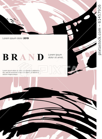Black and coral ink brush stroke on white Black and coral ink brush stroke on white 61457916