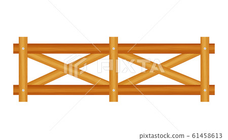 Picket fence, wooden textured, rounded edges. 61458613