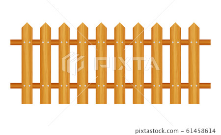 Picket fence, wooden textured, rounded edges. Picket fence, wooden textured, rounded edges. 61458614