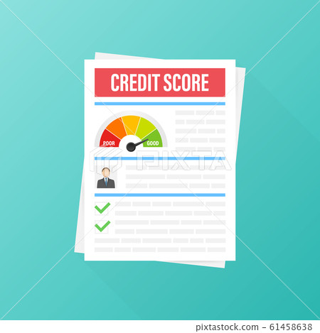 Credit score document. Paper sheet chart of 61458638
