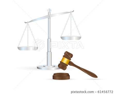 Justice scales and wood judge gavel. Vector Justice scales and wood judge gavel. Vector 61458772