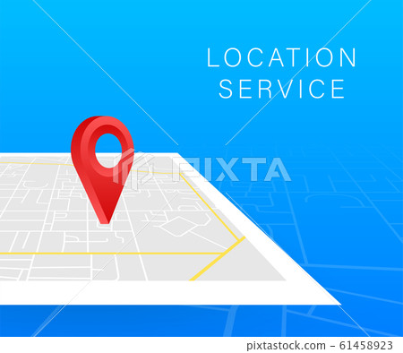 GPS navigator pointer on city map, from place to GPS navigator pointer on city map, from place to 61458923