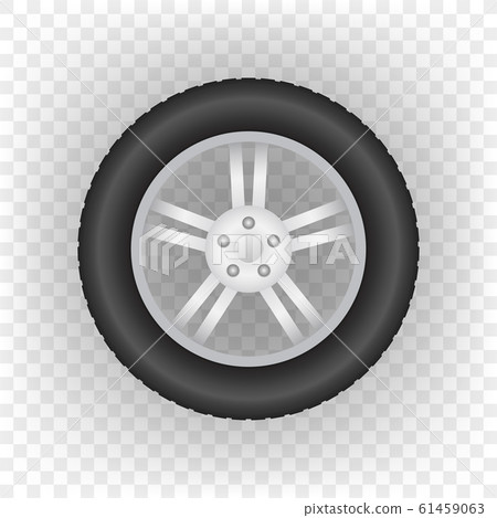 Realistic shining disk car wheel tyre set. Vector 61459063
