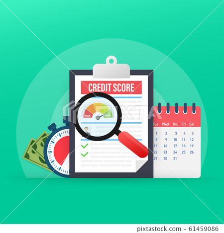 Credit score document. Paper sheet chart of 61459086