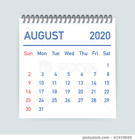 August 2020 Calendar Leaf. Calendar 2020 in flat 61459088
