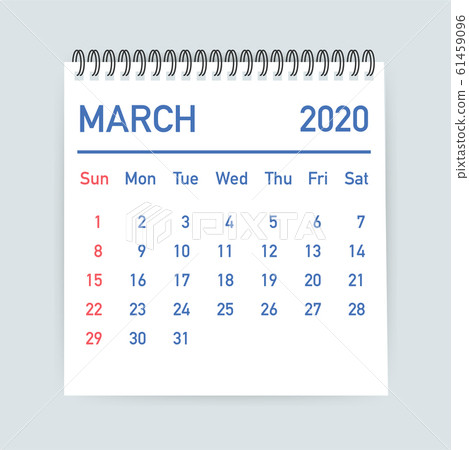 March 2020 Calendar Leaf. Calendar 2020 in flat 61459096