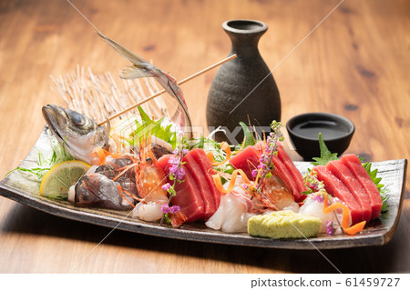 Sashimi platter and sake Sashimi platter and sake 61459727