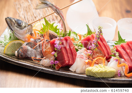 Sashimi platter and sake Sashimi platter and sake 61459740