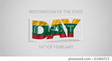Lithuania happy restoration of the state day vector banner, greeting card Lithuania happy restoration of the state day vector banner, greeting card 61460723