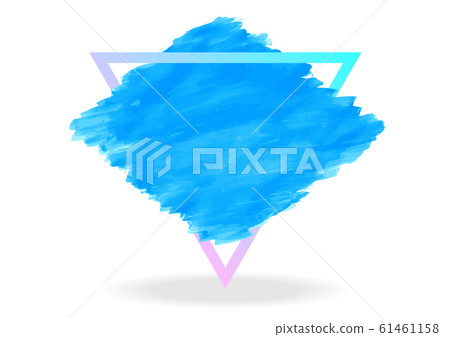藍色水彩和霓虹色三角形幾何圖案標題背景 插圖素材 圖庫