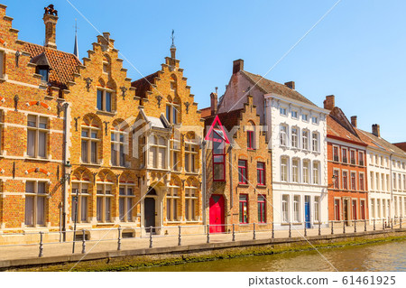Panorama with houses in Bruges, Belguim 61461925