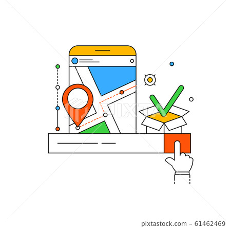 Order tracking concept in modern outline style for online delivery service Order tracking concept in modern outline style for online delivery service 61462469