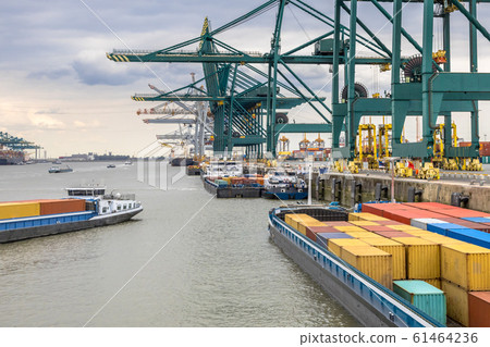 Busy port of Antwerp Busy port of Antwerp 61464236