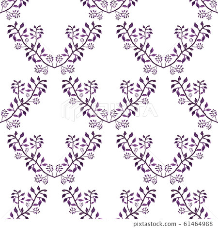 Seamless watercolor pattern with leaves and branches 61464988