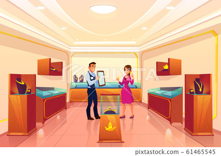 Jewellery store with seller and customer, shop Jewellery store with seller and customer, shop 61465545