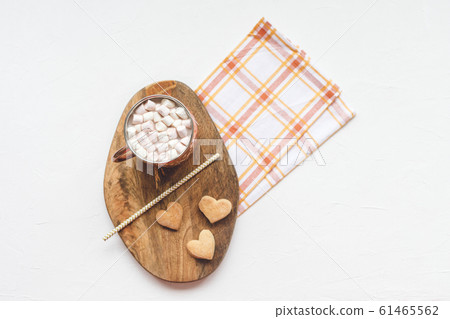 Cocoa and heart cookies, Valentines Day template Cocoa and heart cookies, Valentines Day template 61465562