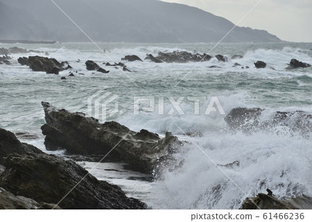[Fukui Prefecture] Rough waves on the Echizen coast (Benkei's washing rock) 61466236